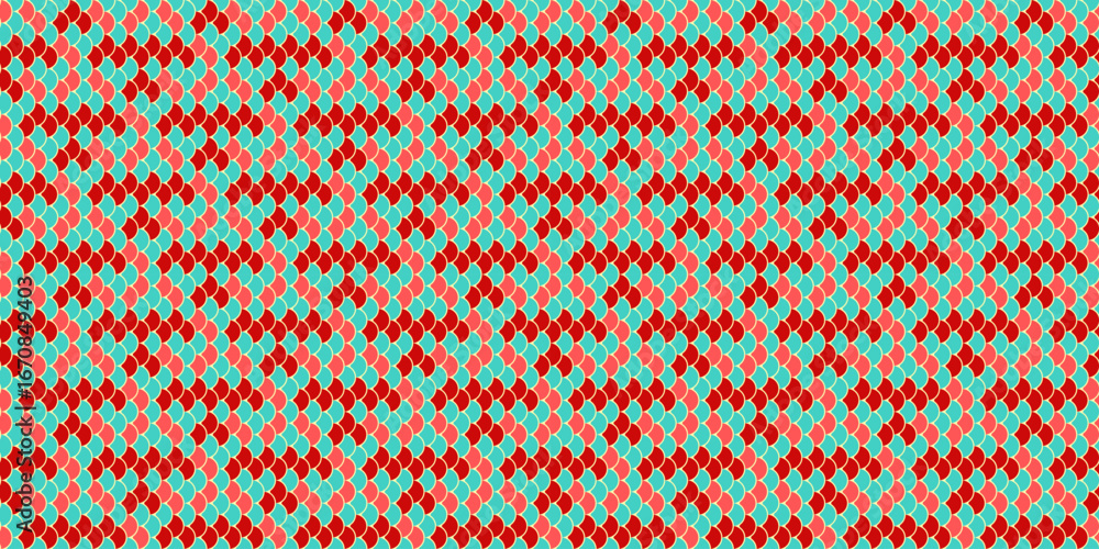 Poster abstract geometric seamless pattern. vibrant red and teal color palette creates a dynamic, modern de