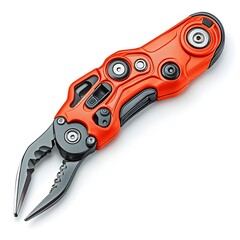 Fototapeta premium Compact Orange Multi-Tool Pliers, Pocket-Sized EDC Gadget, Survival Gear