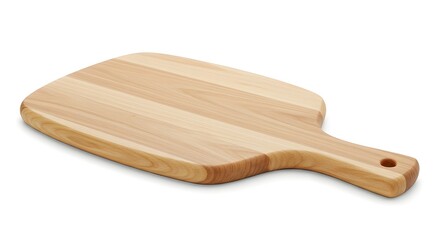 Natural wooden cutting board with smooth edges and hanging hole, perfect for culinary prep