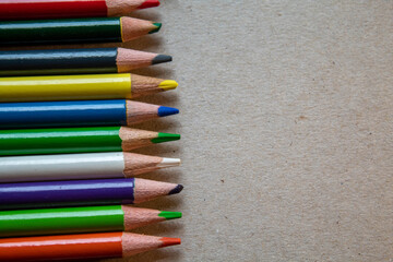 stack of colorful pencils top view