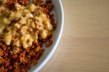 savory dish with melted cheese overhead