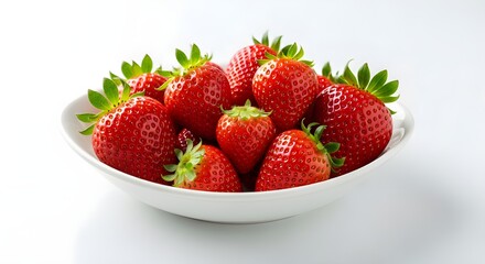 Fresh ripe strawberries bursting with flavor in a clean white bowl, perfect for healthy eating