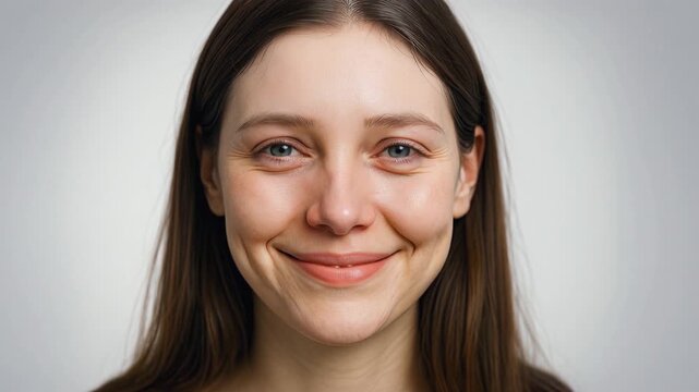 Woman recovering from sinusitis on white background