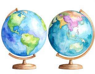 Watercolor globes on stands