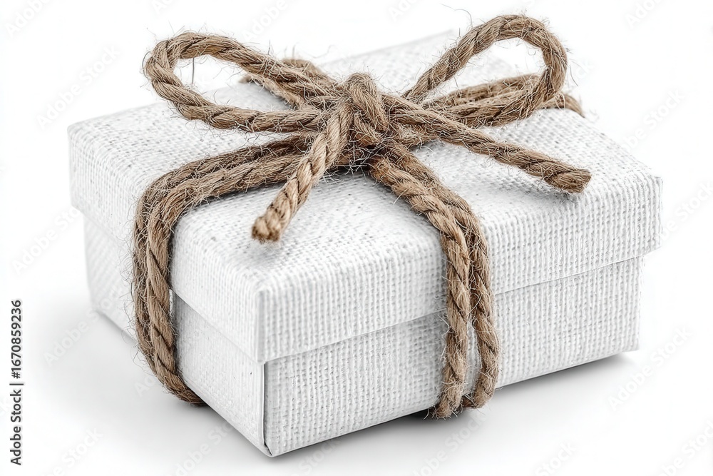 Aufkleber gift box elegantly tied with rustic twine presenting a serene simplicity suitable for minimalistic d