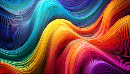 Obraz premium vibrant wavy lines in bright colors creating dynamic background design