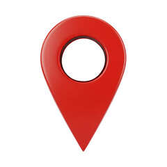 Map pointer pin isolated on white background. Red location icon. 3D rendering