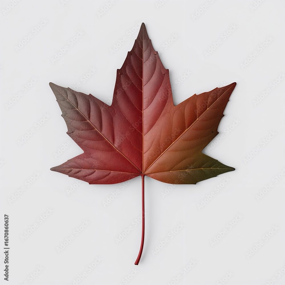 Poster red maple leaf isolated on white background symbolizing autumn and nature