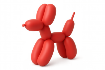 3d-rendered red balloon animal dog, transparent background, ideal for festive party graphics and celebratory design elements