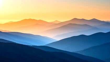 Fototapeta premium Sunset Mountain Range Panorama. (4)