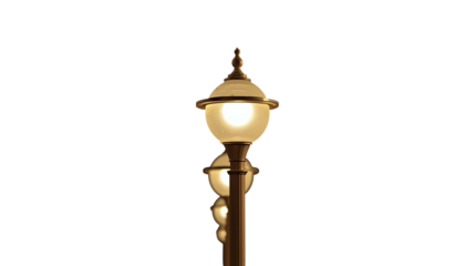 Warmly Lit Ornamental Street Lamp On Black Background Night Scenery
