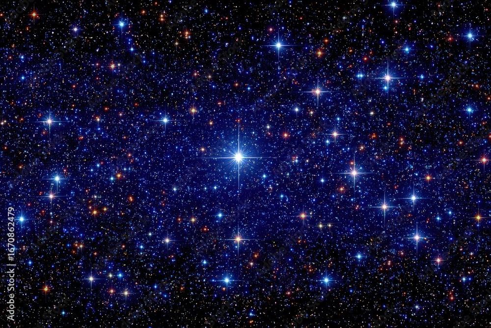 Poster captivating cosmic expanse showcasing a multitude of shimmering stars against a deep celestial blue 
