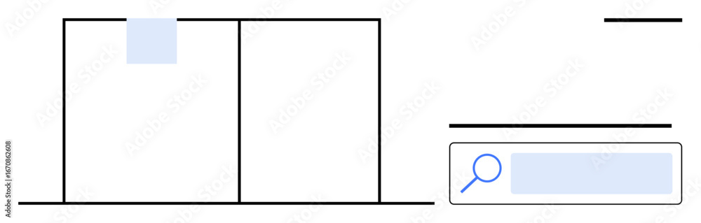 Poster search bar, divided sections with content highlight, and minimalist elements. ideal for uxui design,