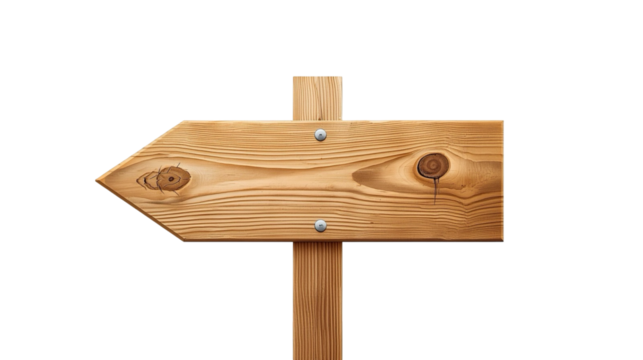 Realistic Wooden Arrow Signpost with Grain Details and Directional Guidance