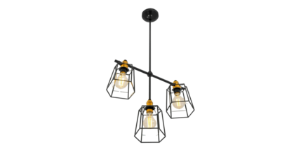 Industrial Style Three Bulb Pendant Light Fixture Interior Illustration