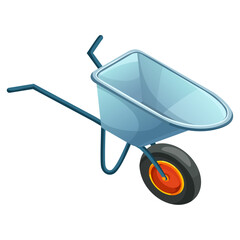 Isometric Illustration of a Metal Wheelbarrow