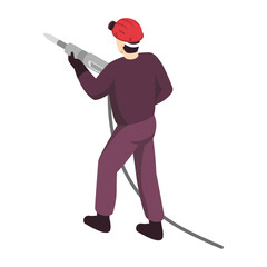 Miner Working Underground with Jackhammer