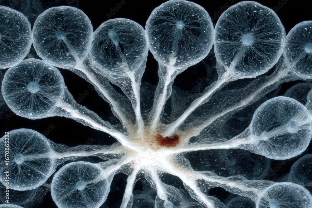 Aufkleber intricate microscopic view of biological structures showcasing unique cellular formations and connec