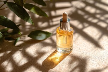 Flat Lay of Niacinamide Serum Bottle in Natural Light – Beauty and Skincare Concept