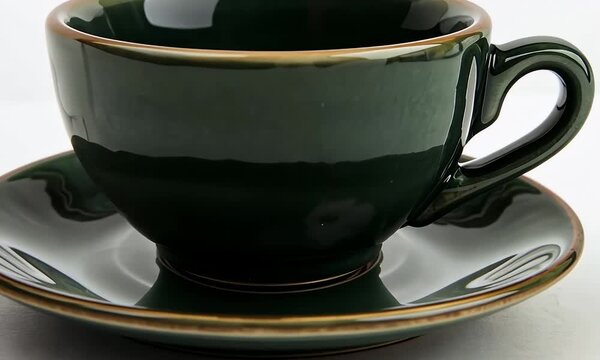 Dark green coffee cup and saucer