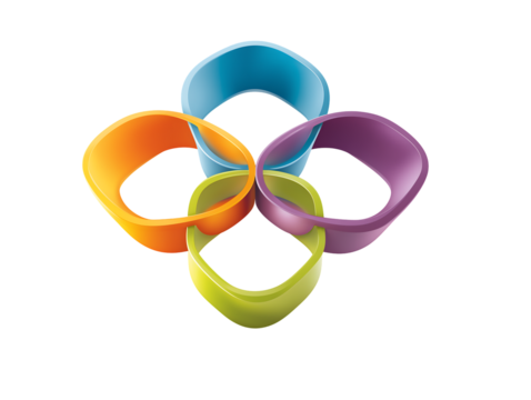 Abstract Colorful Interlocking Rings Design Element Modern, vibrant graphic for branding, logos, and web design.