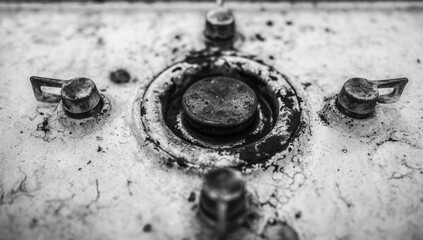 Close-up of a weathered control panel