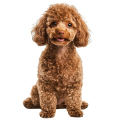 Fototapeta premium Adorable Apricot Toy Poodle Puppy Sitting, Studio Shot