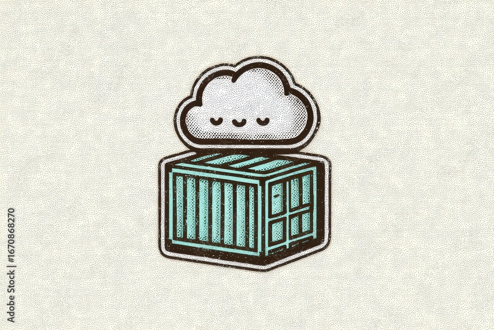 Poster cloud storage cube representing digital data, innovation in technology, creative icon of smart solut