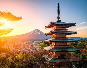 Fototapeta premium japanese temple in spring