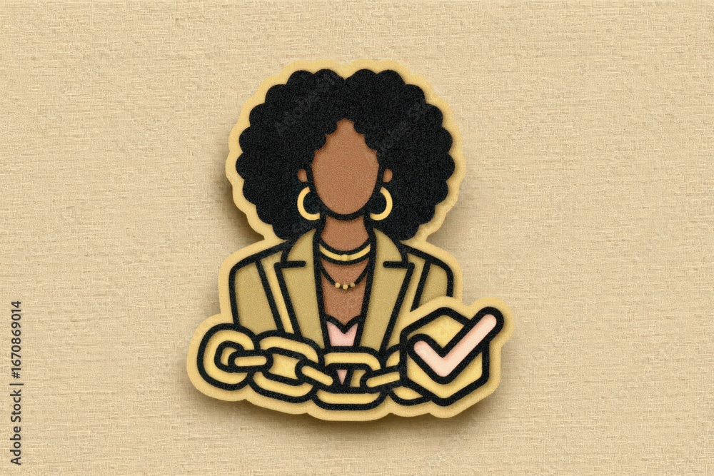 Poster emphasizing empowerment through representation depicting a confident woman in business attire overco
