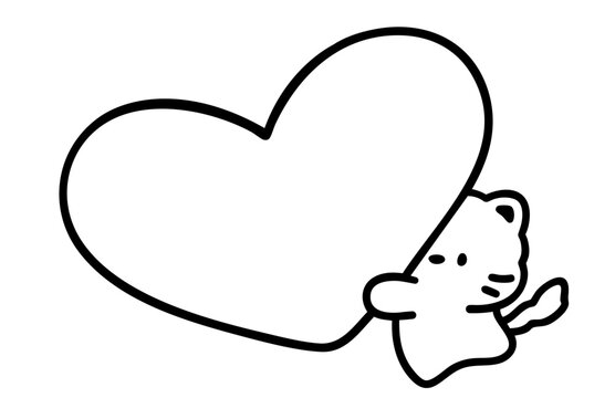Sweet Kitten with Large Heart — Playful cat hugging a giant heart, leaving blank space for personal text, romantic notes, or special greetings for holidays and celebrations. - Powered by Adobe