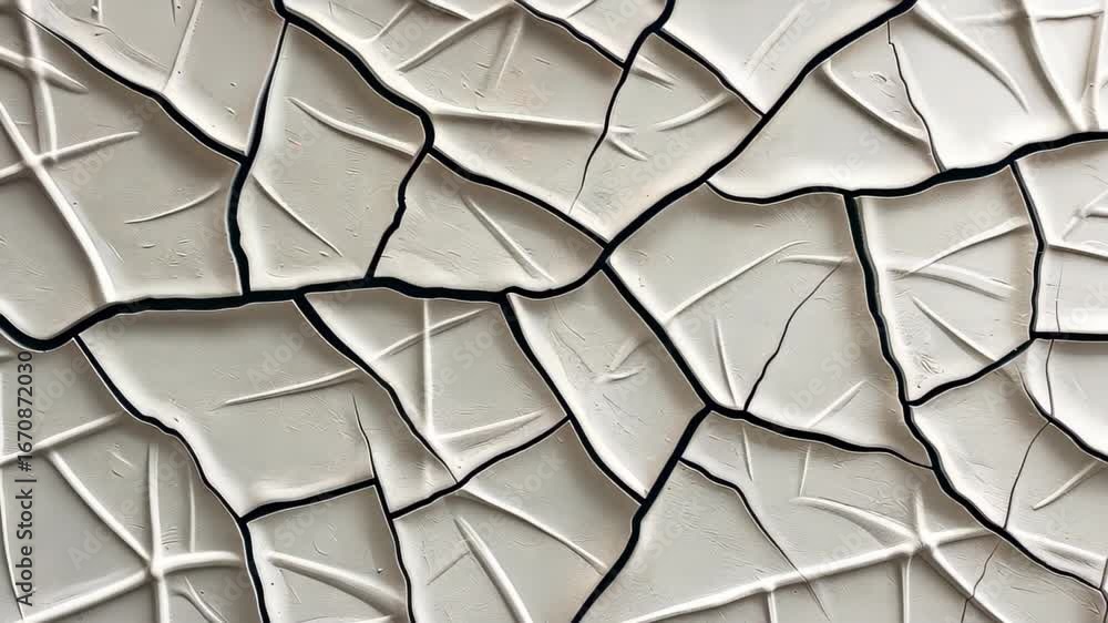 Aufkleber cracked surface pattern: a high-angle shot highlights a detailed pattern of interconnected cracks on