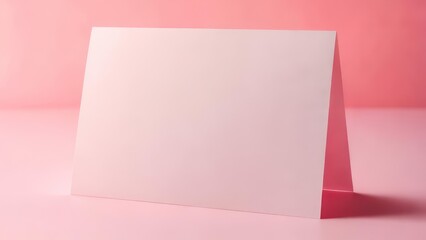Blank white card on pink background