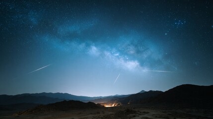Abstract Celestial Light Rays in Vibrant Night Sky