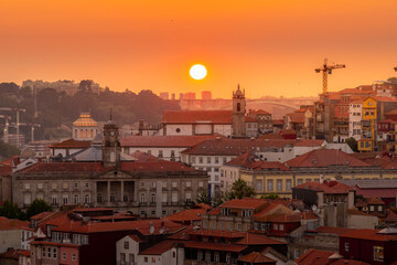 Summer sunset in central part of Porto, Portugal