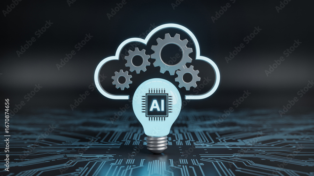 Poster ai cloud computing technology innovation machine learning and automation concept for business growth