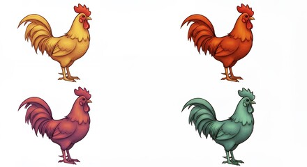 Colorful rooster illustrations stock art