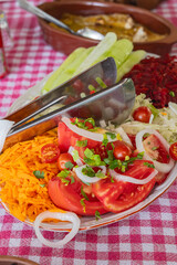Fresh tomato and onion salad.
