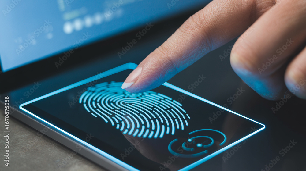Poster fingerprint scanning technology biometric authentication security access control systems identificat