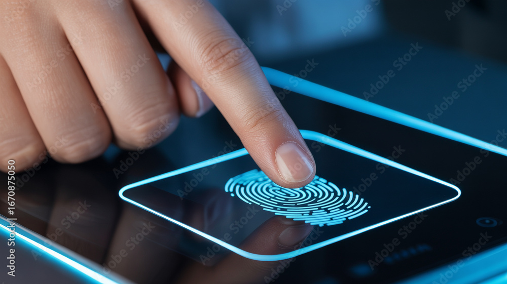 Poster fingerprint scan security technology biometric authentication access control system identification p