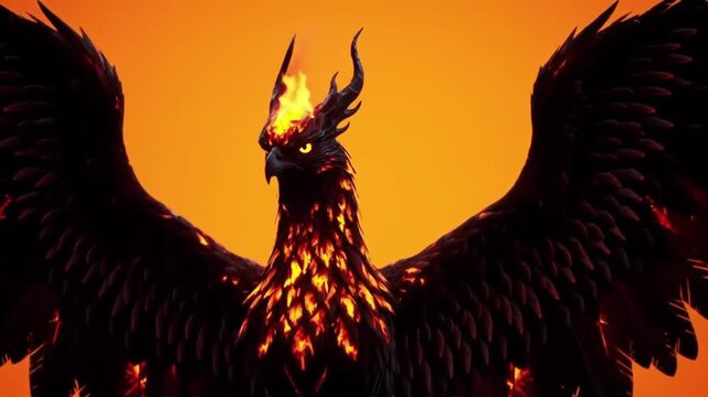 Fiery phoenix silhouette graphic design