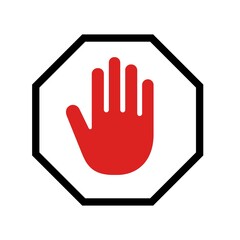 Obraz premium Stop sign, forbidden symbol, Hand icon