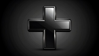 Obraz premium Black Glossy Cross Symbol.