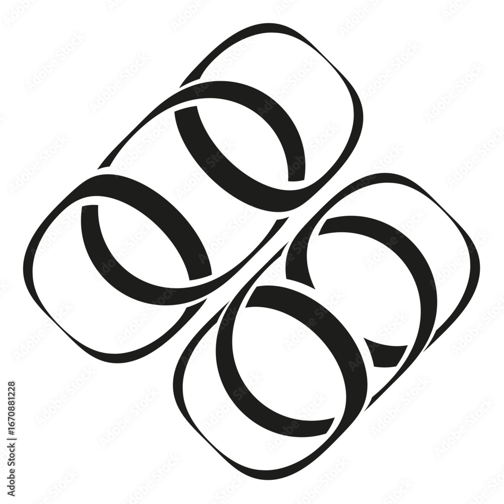 Poster abstract rings illustration. vector chain pattern. dynamic line art. decorative knot design.