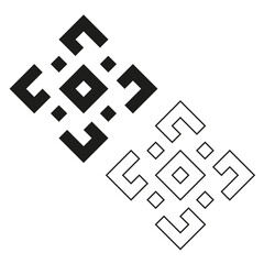 Abstract geometric shapes. Intertwined line pattern. Black white contour Vector. Modern mystic symbol.