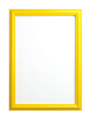 Obraz premium Sleek rectangular yellow picture frame with glossy finish and beveled edges on transparent background