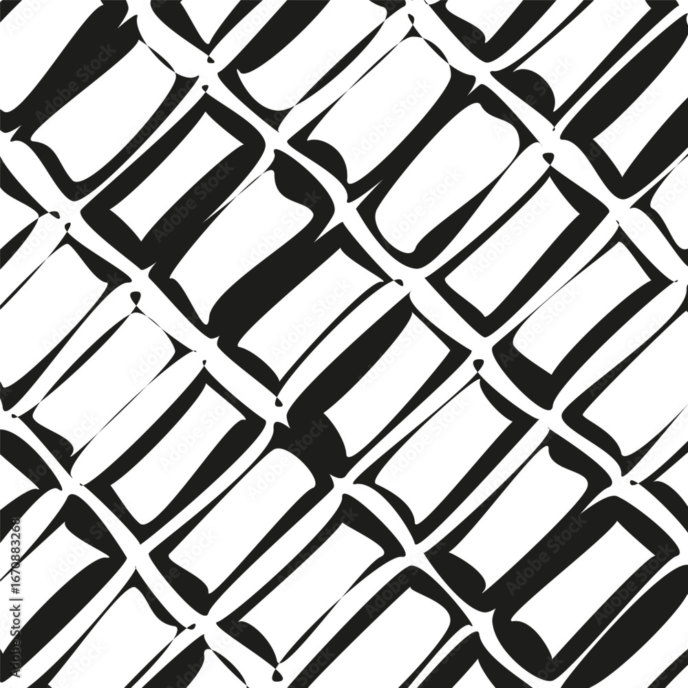 Aufkleber abstract distortion pattern. warped geometric forms. black white vector. dynamic grid illustration.