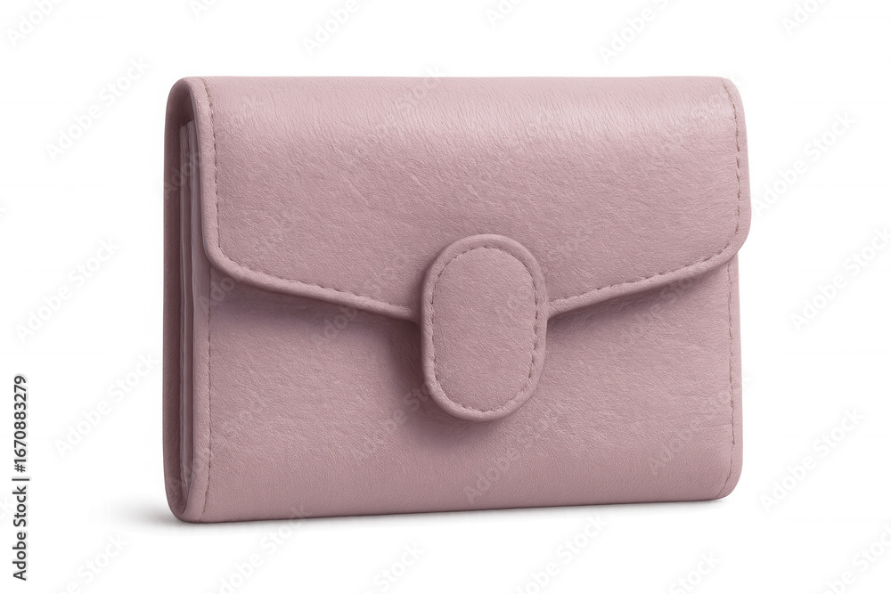 Poster Pink leather wallet displaying refined design and functionality against transparent backdrop