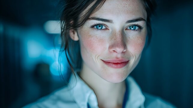 Portrait of a Professional Woman in High-Tech Server Room