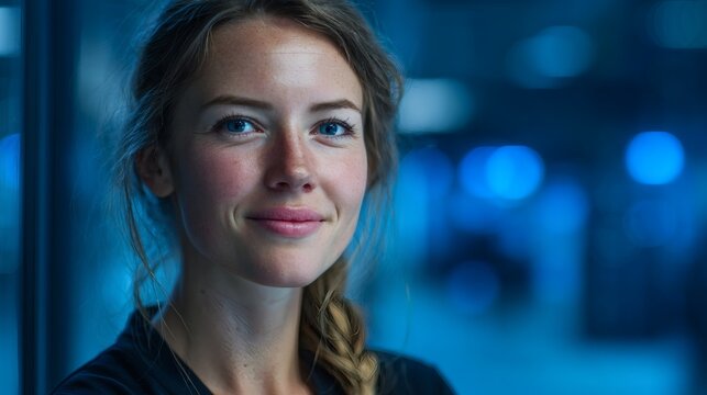 Portrait of a Professional Woman in High-Tech Server Room - Powered by Adobe
